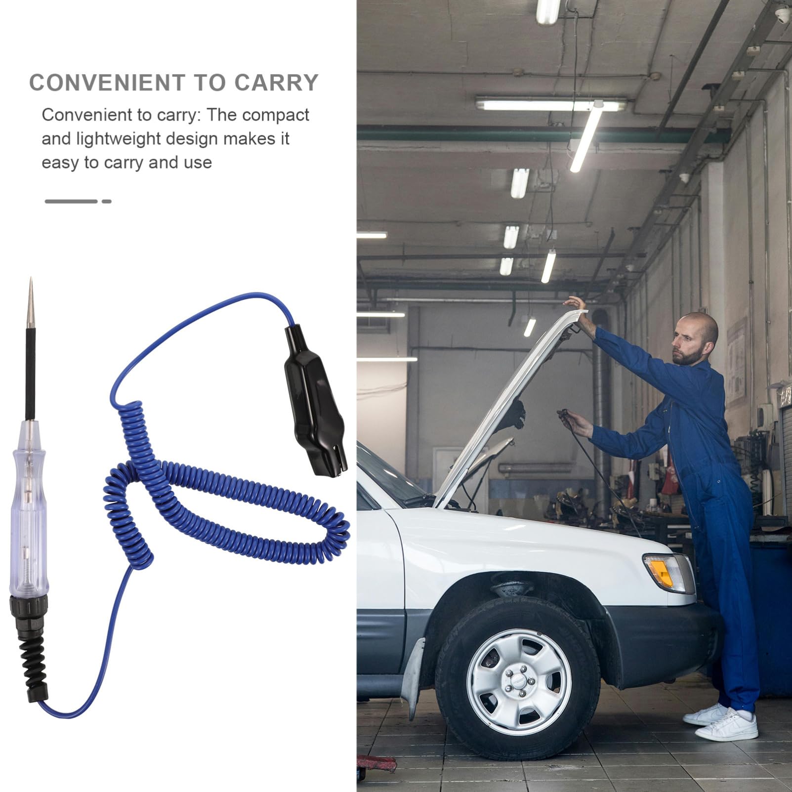 SOLUSTRE 5piezas Probador De Circuitos Automotriz Con Luz Led y Cable De Resorte Para Detección De Voltaje Vehículos