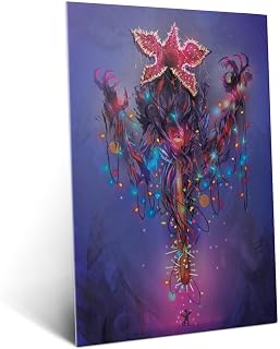 Displate Metal Poster Stranger Things Series Demogorgon Art Wall Art M | Wall-safe magnetic mounting, no drilling or tools. Easy to mount, artwork, wall decor home living room, bedrooms, offices.