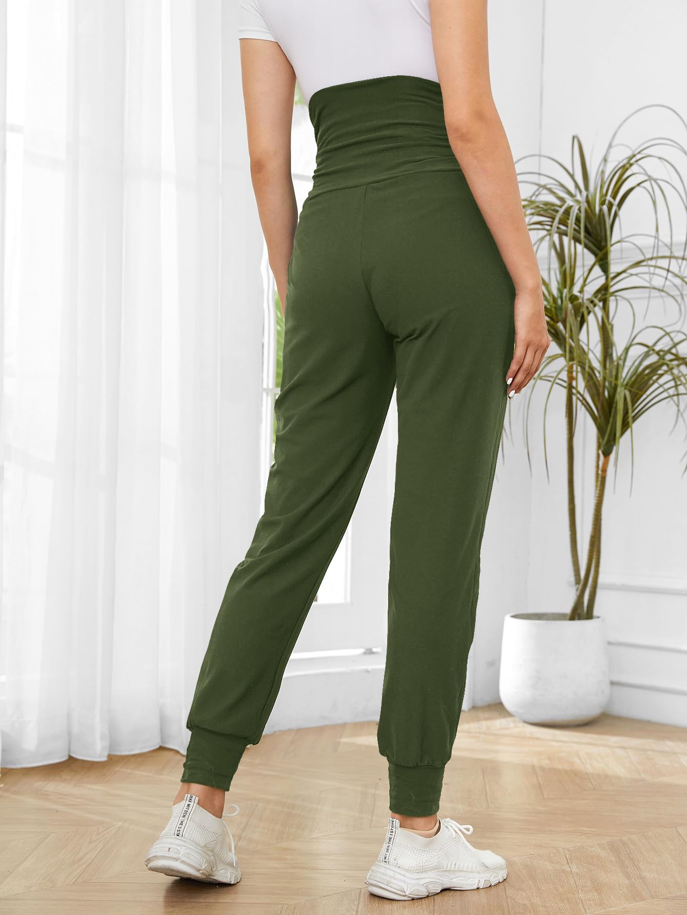 PARNIXS Pantalon de Jogging de maternité pour Femme - Pantalon de survêtement Extensible pour entraînement, Sport, Salon, Grossesse, Yoga avec Poches