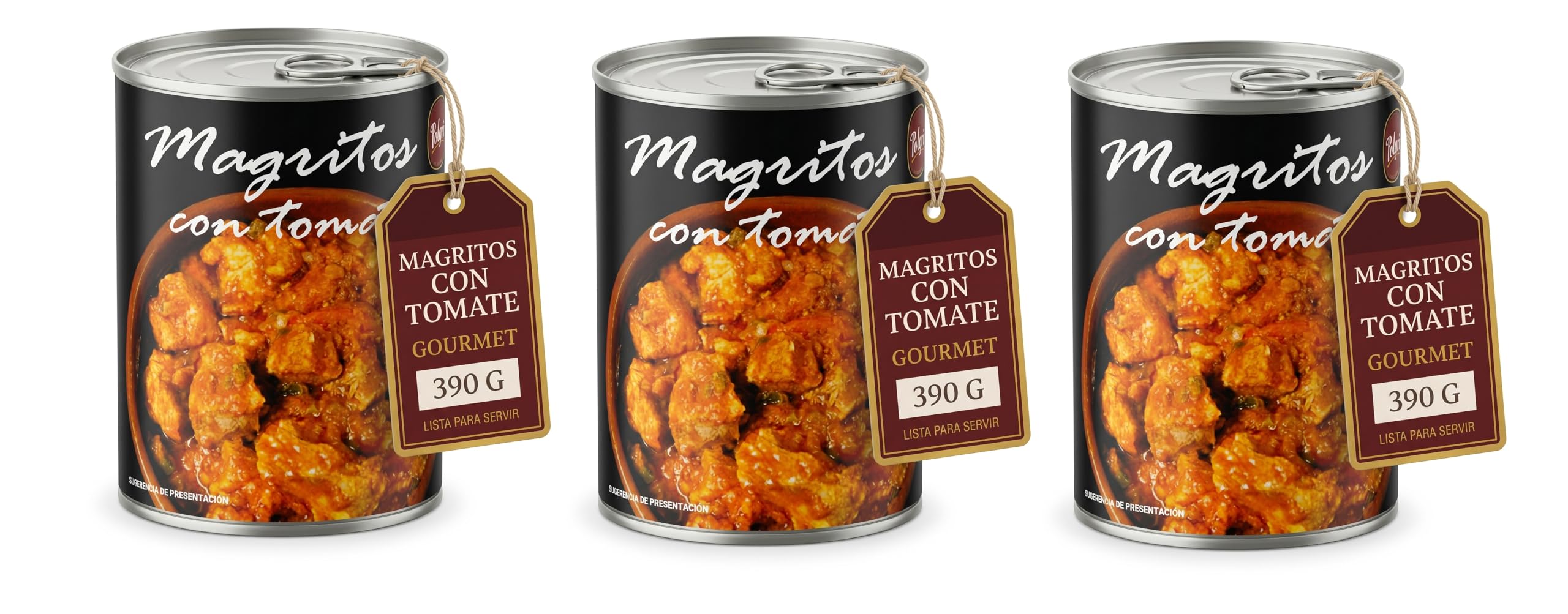 POLGRI Magro con Tomate de Cerdo en Lata 390 g x 3 latas Conserva de Carne Guisada Plato Preparado Receta Tradicional Manchega