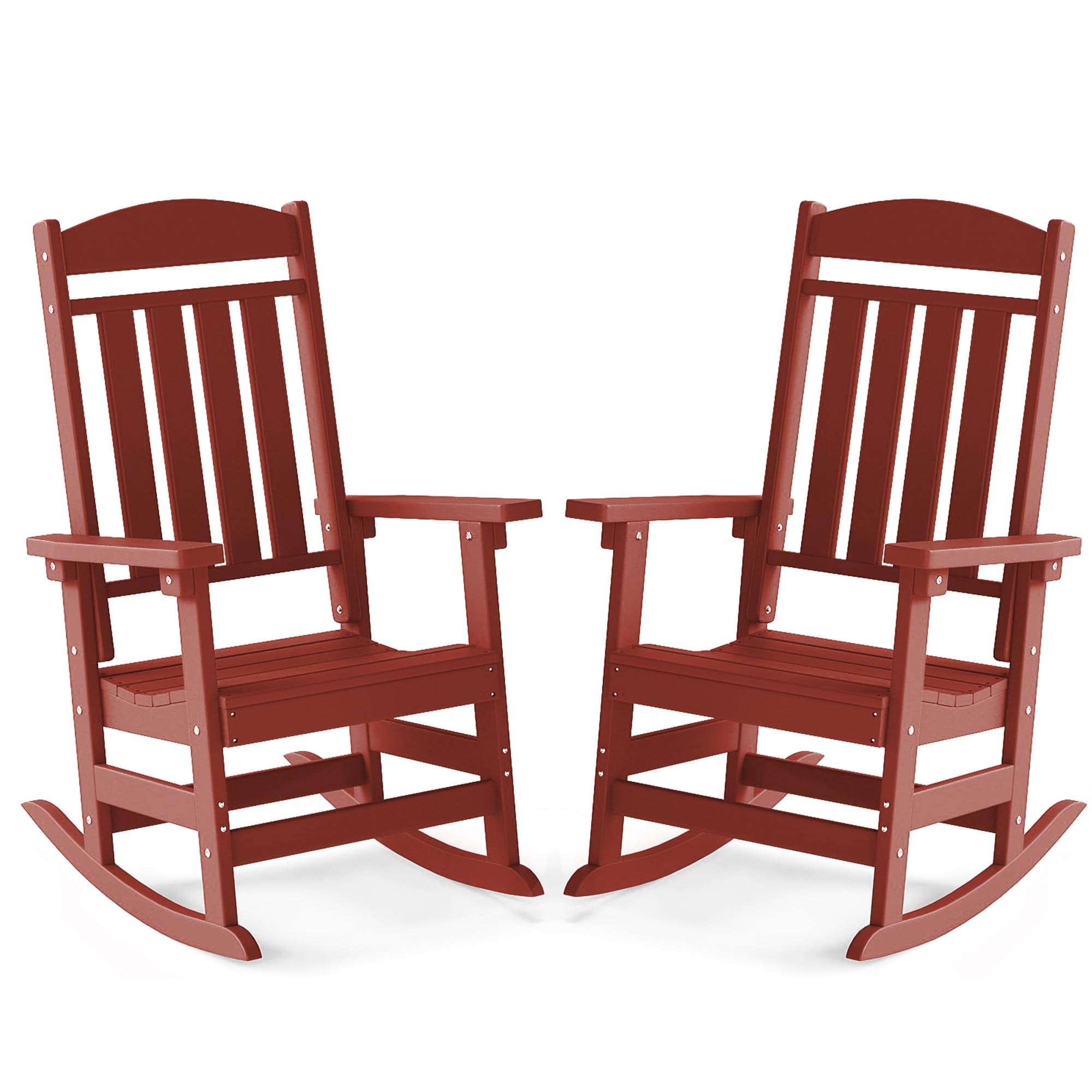 FOOWIN Outdoor Rocking Chair Set of 2, High Back Patio Rocking Chair, HDPE All Weather Resistant Porch Rocker for Adult, Oversized Rocking Chairs for