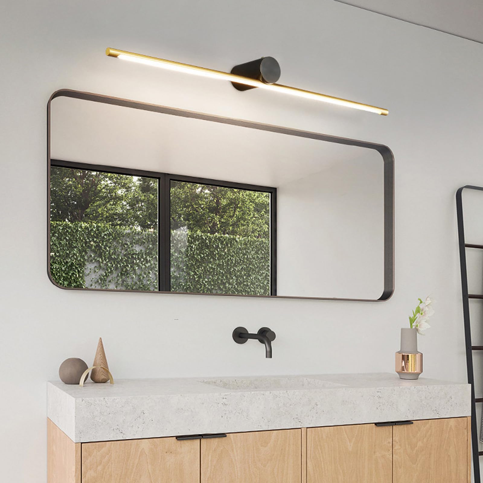 LED Spiegelleuchte Bad Wandleuchte Dimmbar 2700K/4500K/6500K Wandlampe Wasserdichte Wandbeleuchtung Modern Indoor Wandleuchten Lange für Schlafzimmer Wohnzimmer Arbeitszimmer (Schwarze Gold,100cm)