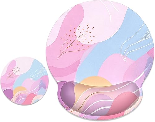 Miniatura 8 de ITNRSIIET Juego de alfombrilla de mouse y posavasos, alfombrilla ergonómica para mouse con soporte para la muñeca, base de goma antideslizante,