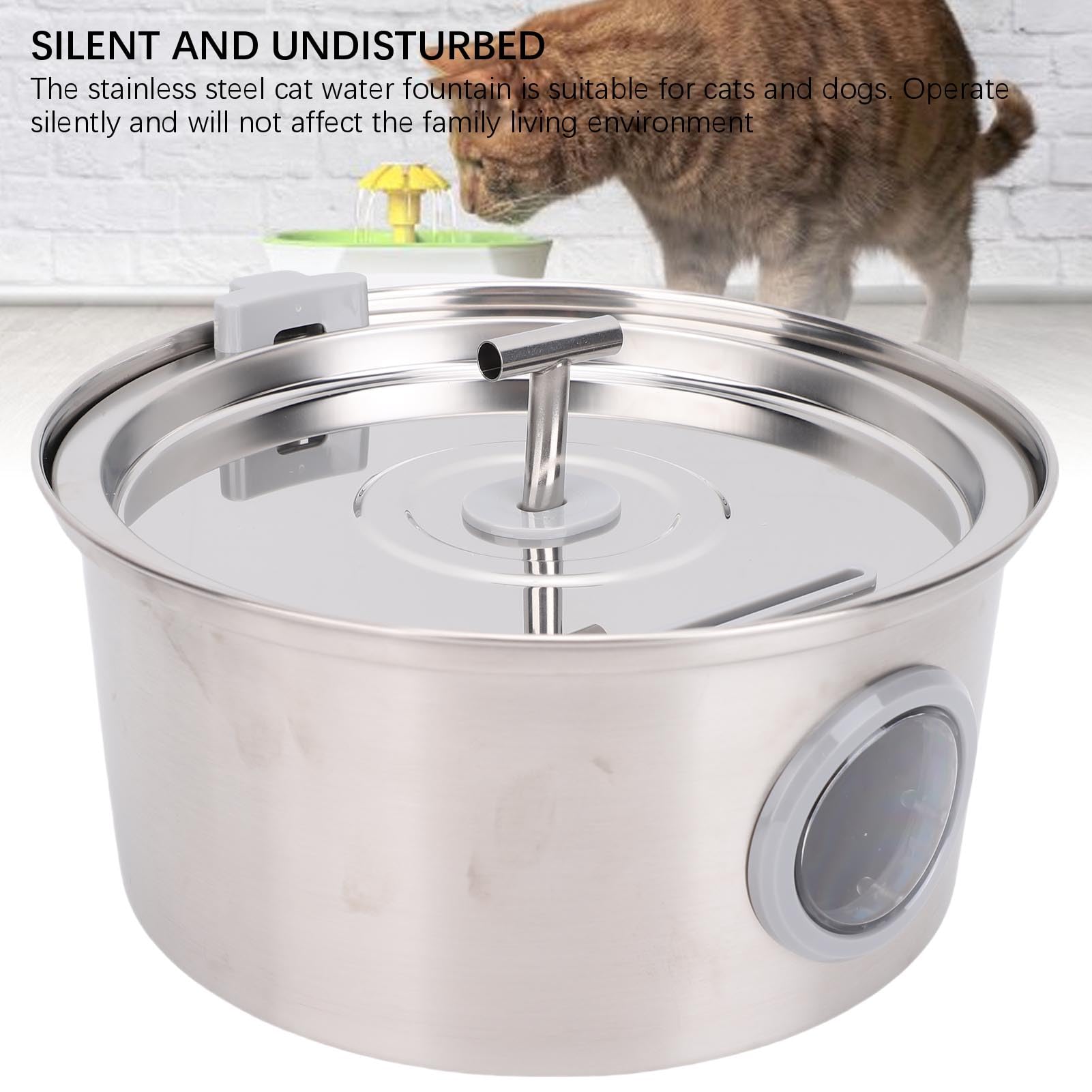 Fuente de Agua para Gatos de Acero Inoxidable, Dispensador Automático de Agua para Mascotas de 3,2 L para Perros y Gatos de Interior, con de Circulación y 3 Filtros de Repuesto,