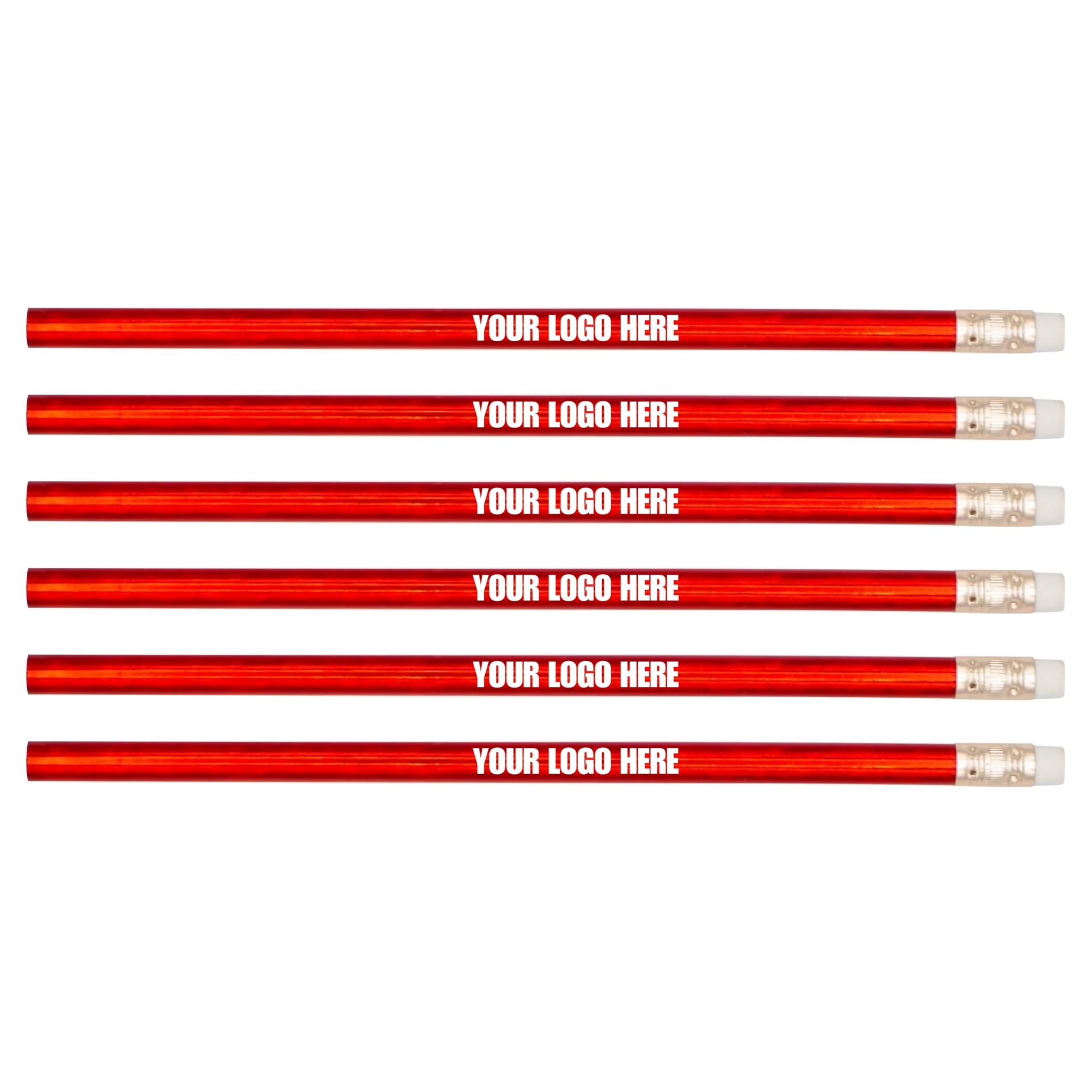 Custom Round Foil Pencil. Promotional Personalized Imprinted Round Foil Pencils. Custom Printed Name/Business/Event Information (Holographic Red, 500