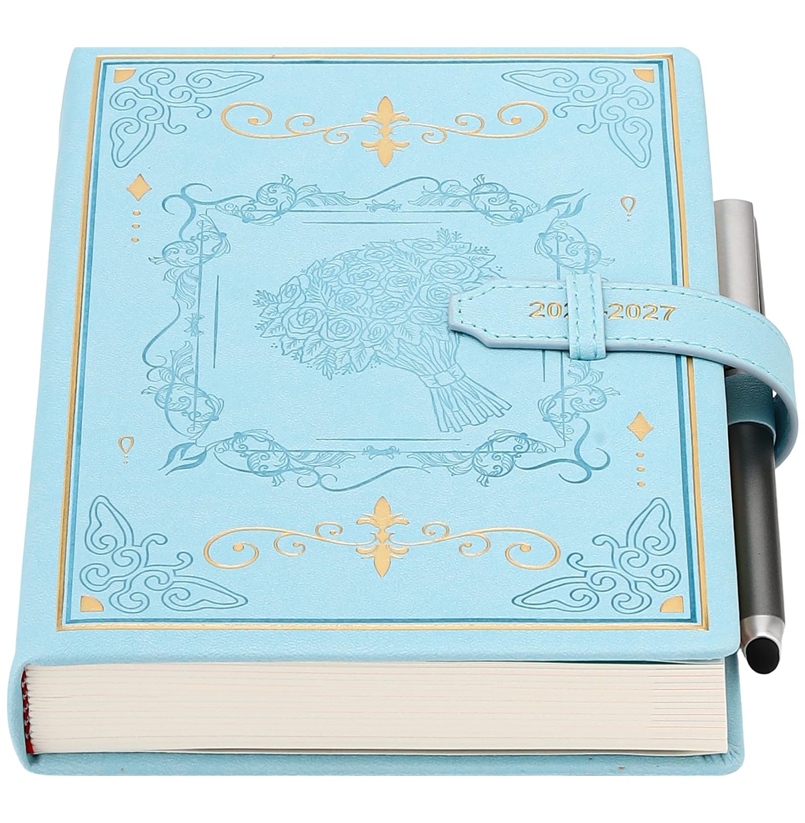 Holderzyi Academic Diary 2027 A5 Day Per Page, 12 Months Daily &Month Planner from Jan.27 - Dec.27,Agenda Dairy A5 Page a Day, with Elegant Cover,Pen,Inner Pocket (Pink)