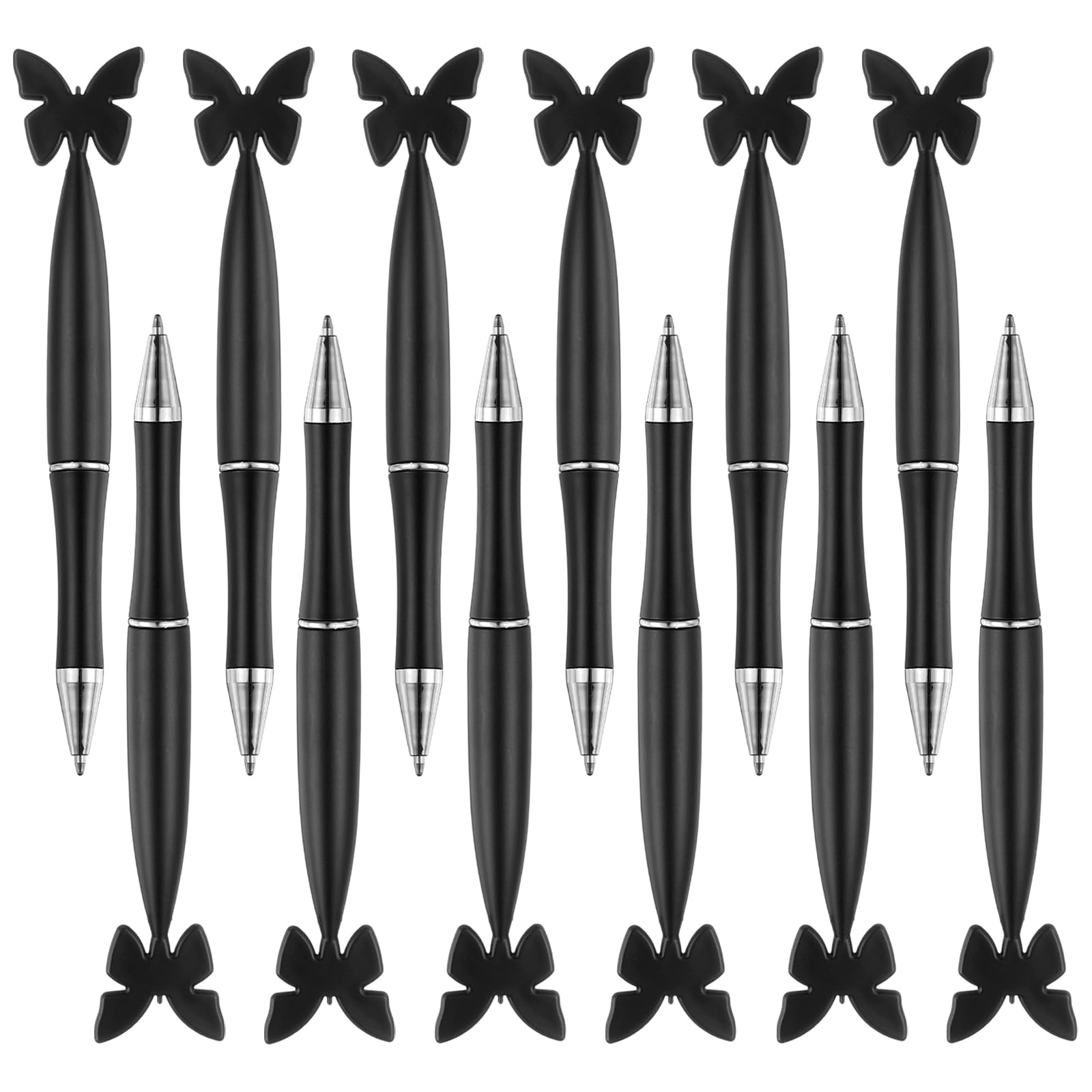 PATIKIL 12 Pcs Butterfly Ballpoint Pens, 1.0mm Tip Cute Twist Writing Pens Black Ink for Home Office Writing Supplies Valentine's Christmas Wedding Party Gifts, Black
