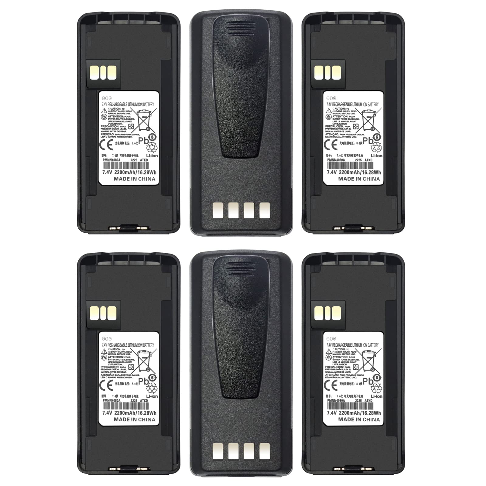 LIENIAO (6PCS) PMNN4476A Battery PMNN4082 [2025 New Version] for Motorola CP100D CP185 CP1200 CP1300 CP1600 CP1660 CP476 CP477 EP350 AAH03RDF8AA7AN PMNN4080 PMNN4082BR PMNN4081AR Battery & Belt Clip