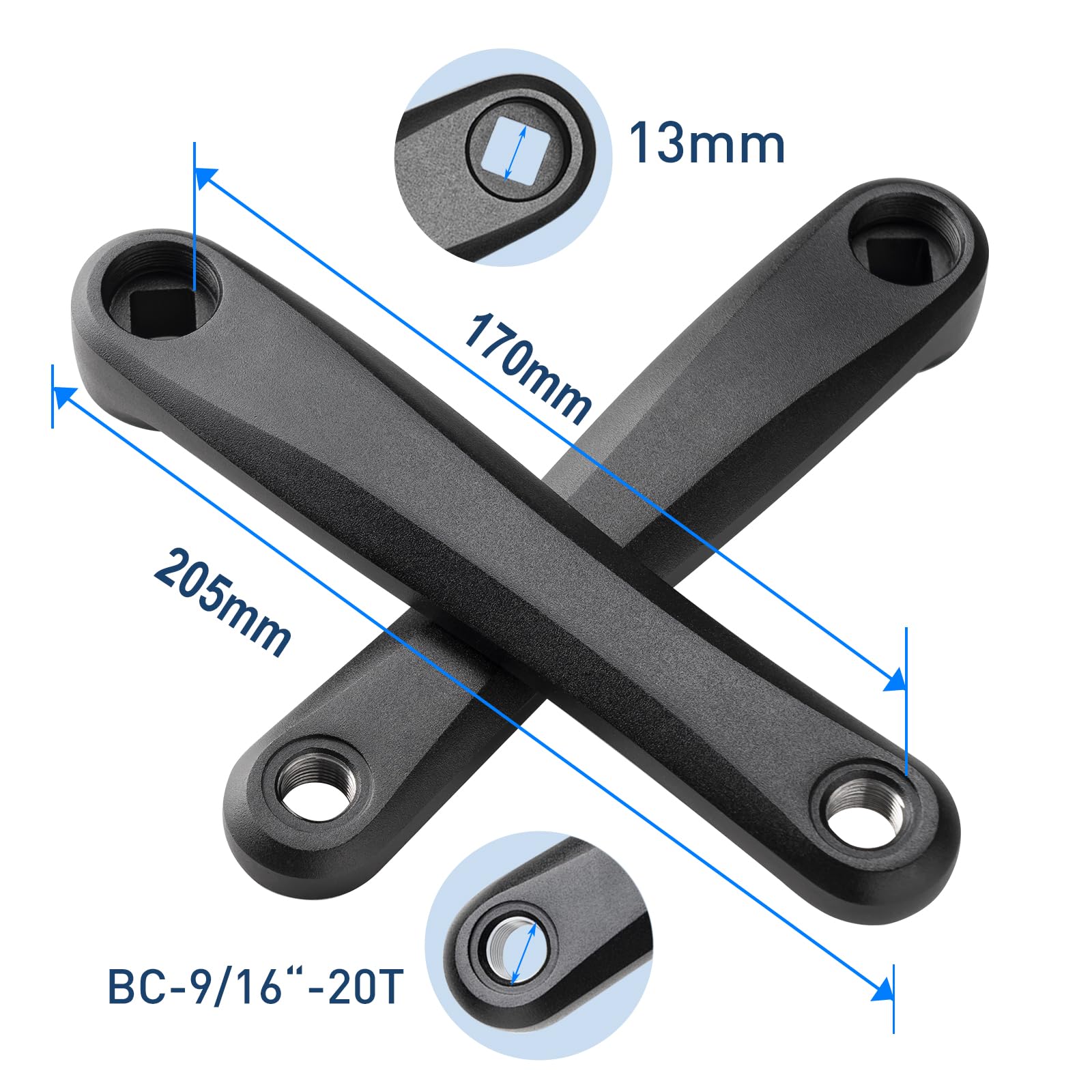 1 Paar Fahrrad Kurbelarm 170mm, Aluminiumlegierung kurbel Mittelmotor Kurbeln für Bafang BBS Mittelmotor