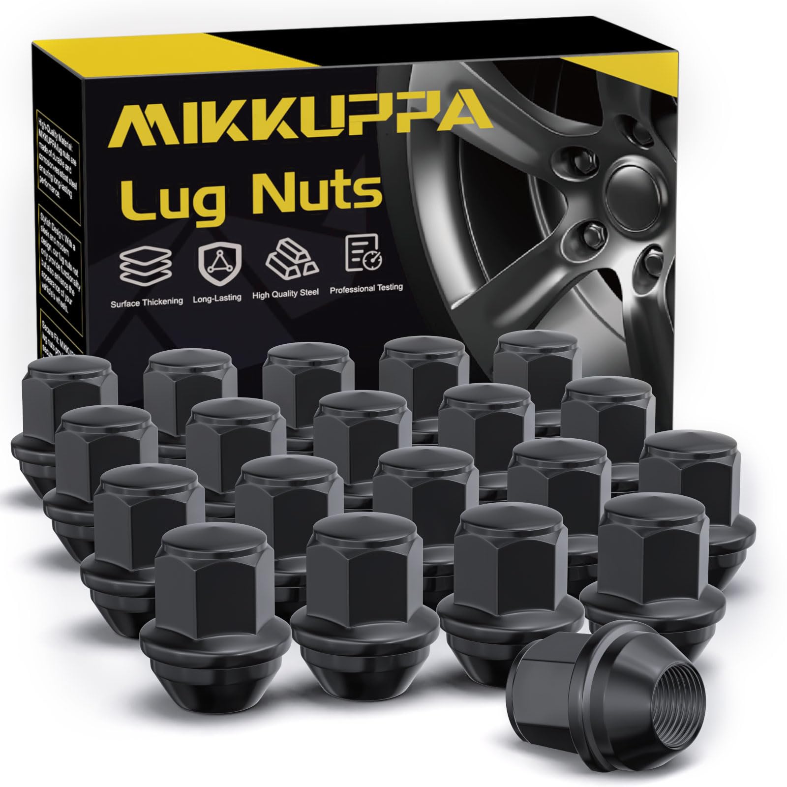 20 Stuks M12 X 1,5 X 32mm Conische Wielmoeren Zwart - Voor Ford Focus, Escape, Fusion & Meer