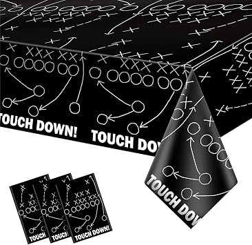 Football Theme Tablecloths Plastic Football Table Covers Rectangle Disposable Formation Tactics Touchdown Table Cloths for Football Party Decorations Game Day Sports Birthday, 87 x 51, 3pcs