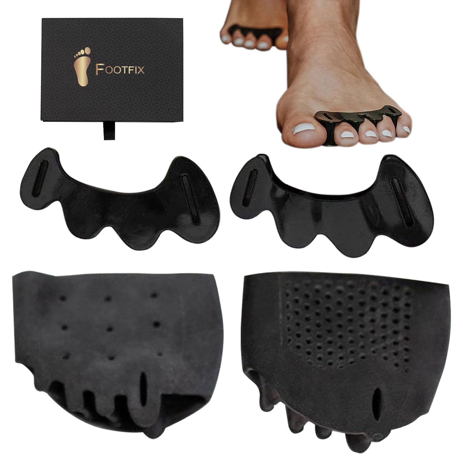 FOOTFIX Silicone Toe Spreader Sleeve Combo Kit 1 Pair of