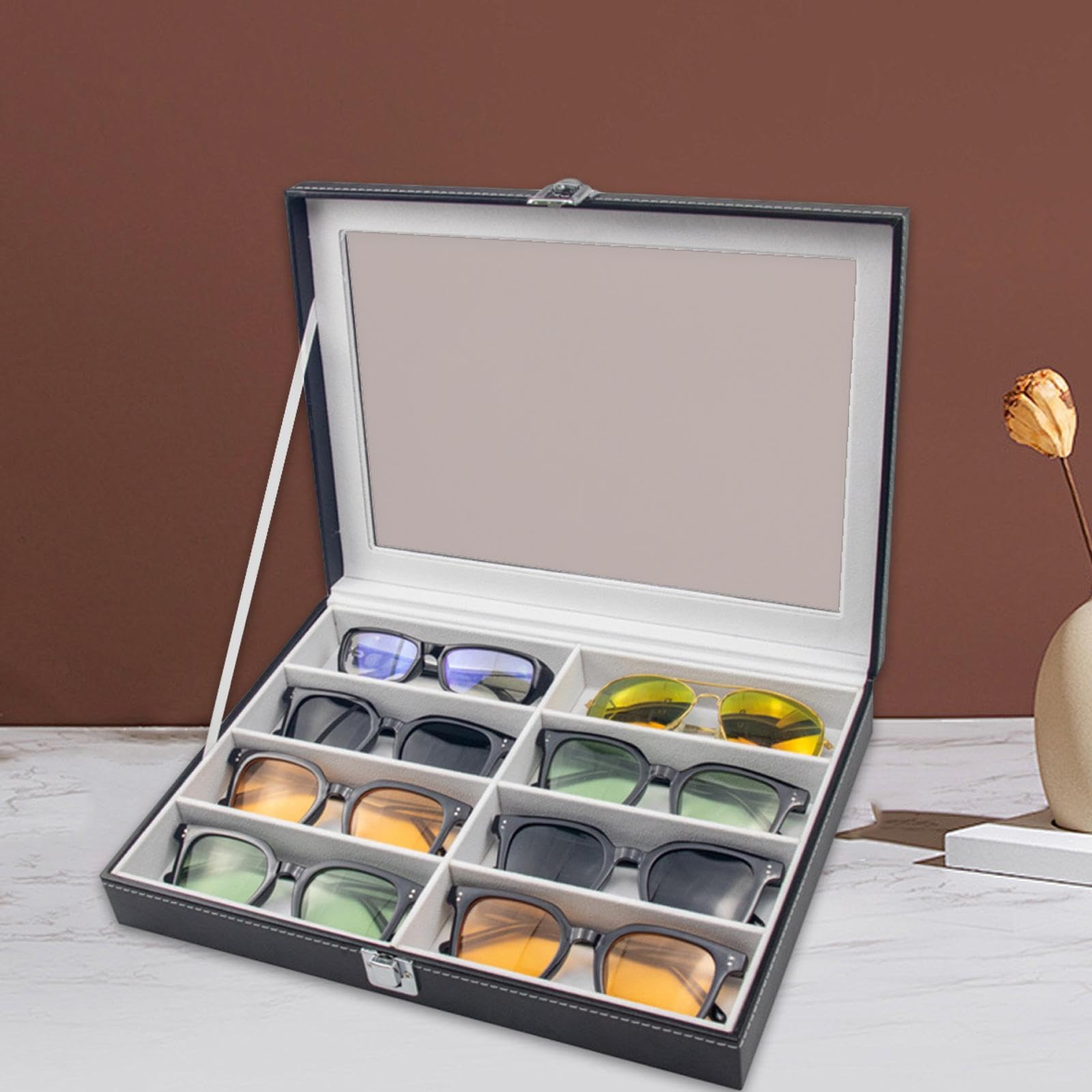 Estuche para guardar gafas de sol, organizador duradero, bandeja compacta para guardar joyas, para el hogar, la cómoda y el armario, organizador de 8
