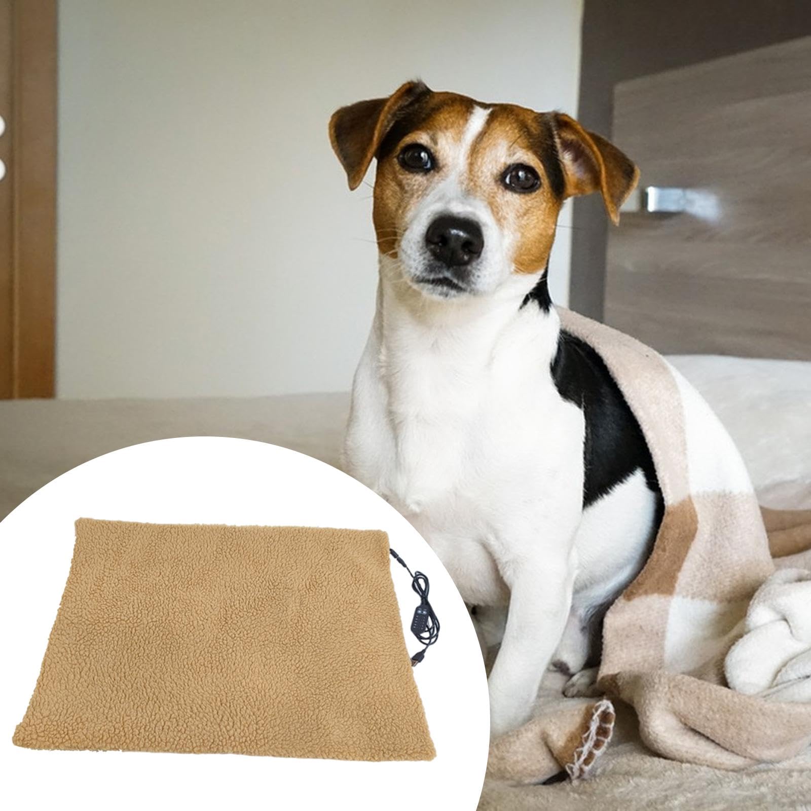 Coussin Chauffant pour Chats, Tapis Chauffant pour Chat Utilisable à L'intérieur et à L'extérieur, 5 Niveaux de Température, Coussin Chauffant, Brun