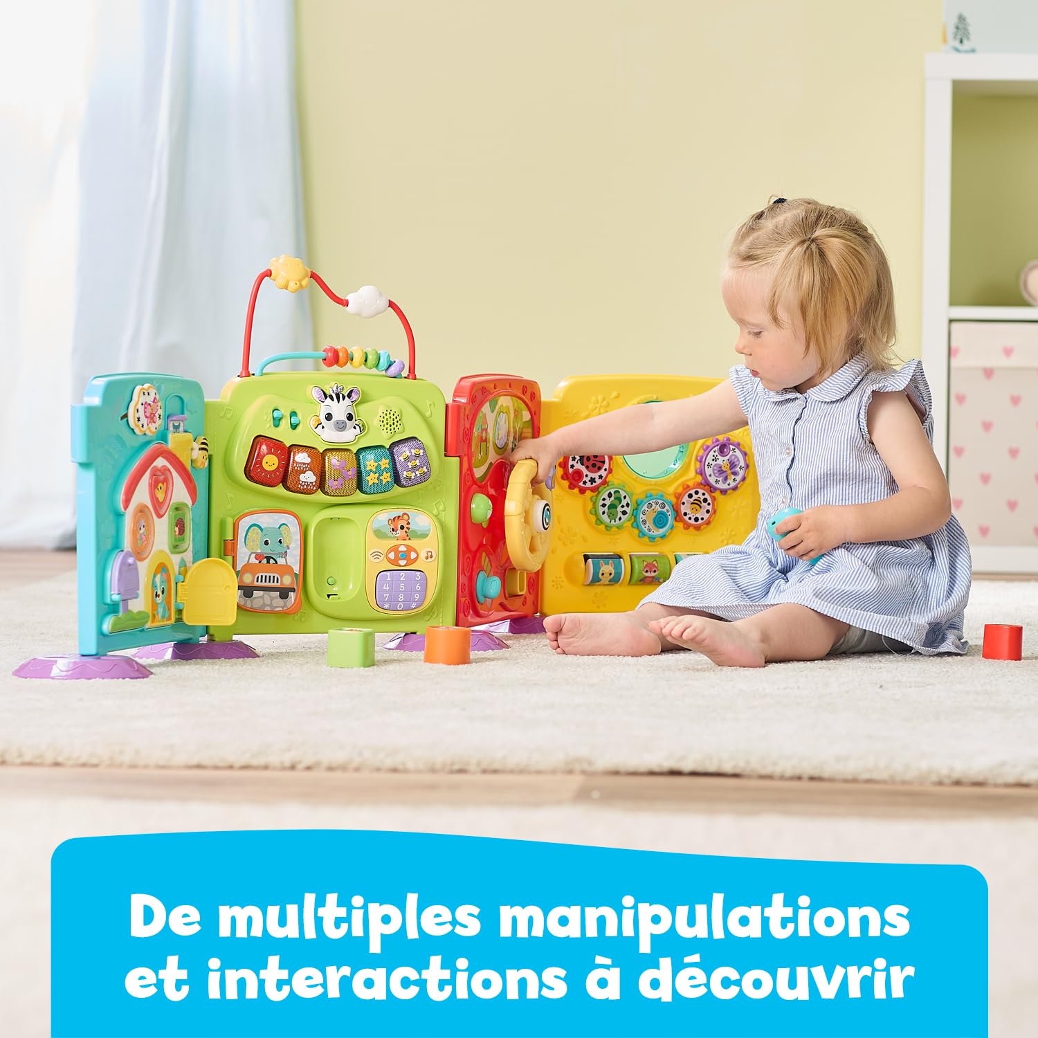 VTech Super Centre d'Activités Modulable Jouet Interactif 4 en 1 Cube d'Activité Évolutif avec Trieur de Formes et Jeux d'Éveil Cadeau Bébé Dès 6 Mois