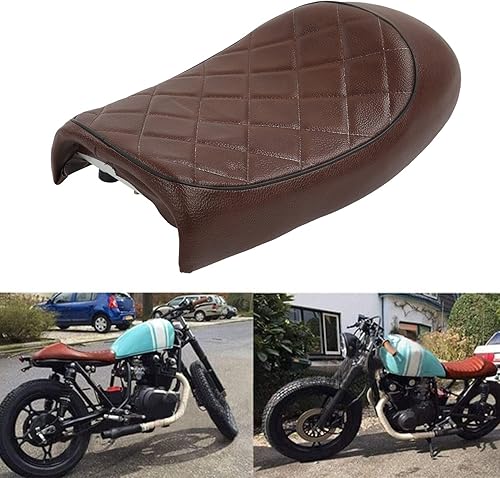 Miniatura 5 de Qiilu Asiento retro para motocicleta Cafe Racer, cojín de asiento de motocicleta, forma de joroba, reemplazo vintage para CB125 CB175 CB200 CB350