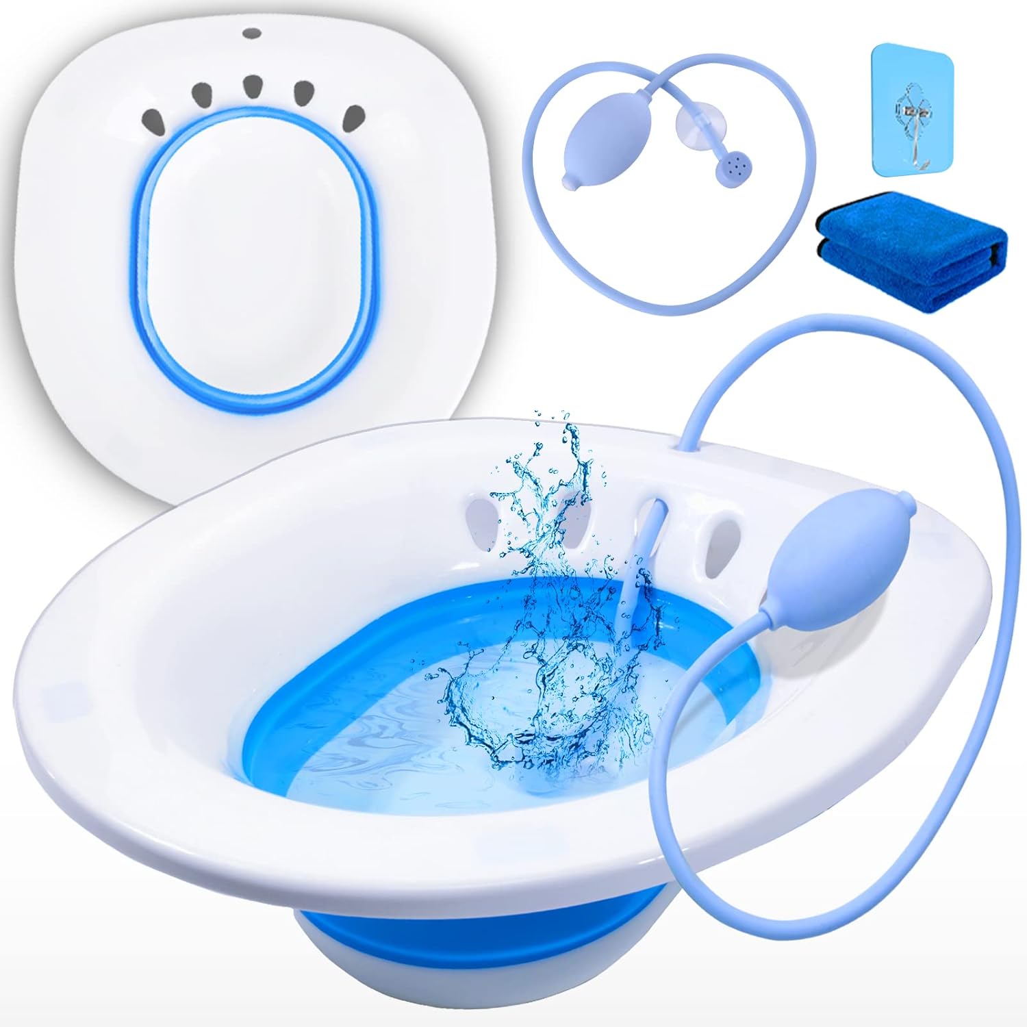 Sitz Bath for Toilet Hemorrhoids Postpartum Care Perineal Soaking Bath Over The Toilet Seat Collapsible Sitz Basin with