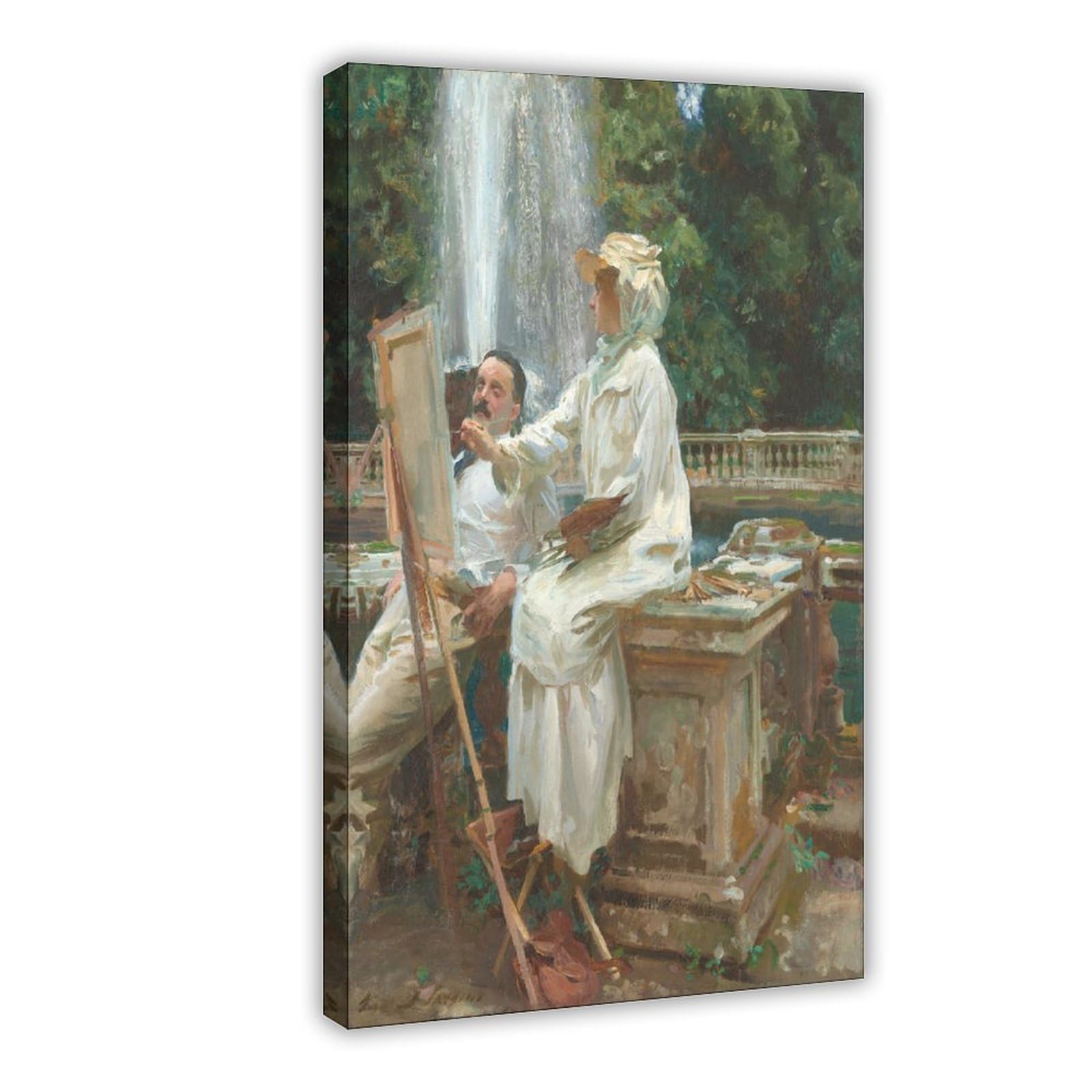 WCYB The Fountain, Villa Torlonia, Frascati, Italy 1907 by John Singer Sargent Posters Prints Canvas Deco Paintings Wall Art Frame 24" L X 36" W
