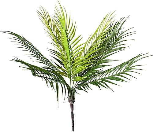 Panonw 2 hojas de palma artificiales, hojas de palma tropicales, palmeras falsas de palma, plantas verdes artificiales para decoración de hojas de