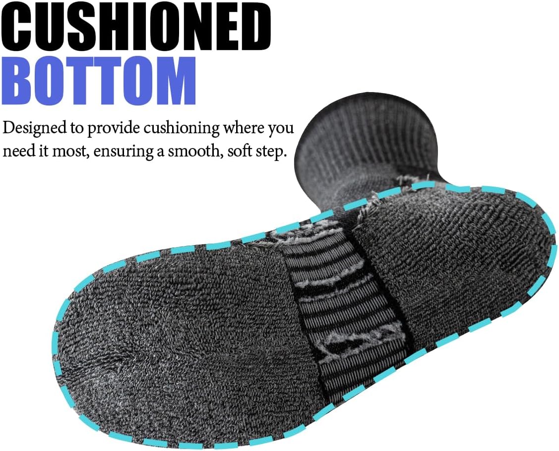 JOYNÉE 8 Pairs Mens Cushioned Crew Athletic Socks, Moisture Wicking Breathable Socks for Sport Running,Black,Sock Size:13-15 - Image 4