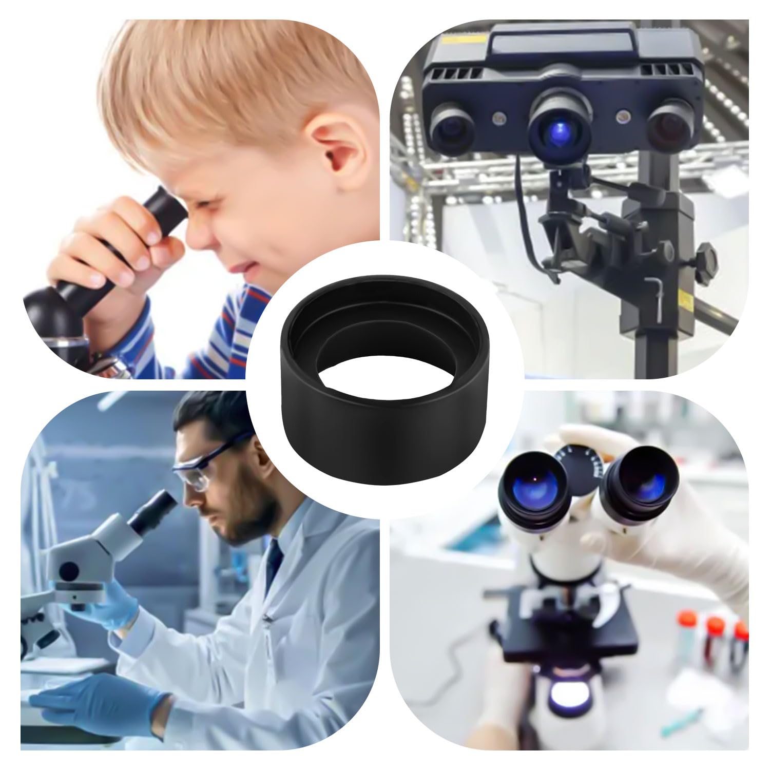 2 Pezzi Copertura Oculare per Ottiche, Tappi di Protezione per Oculari Binoculari in Gomma Tappi di Protezione per Oculari Tappi di Ricambio per Microscopi Stereo ad Angolo Piatto da 32-36 mm (Nero)