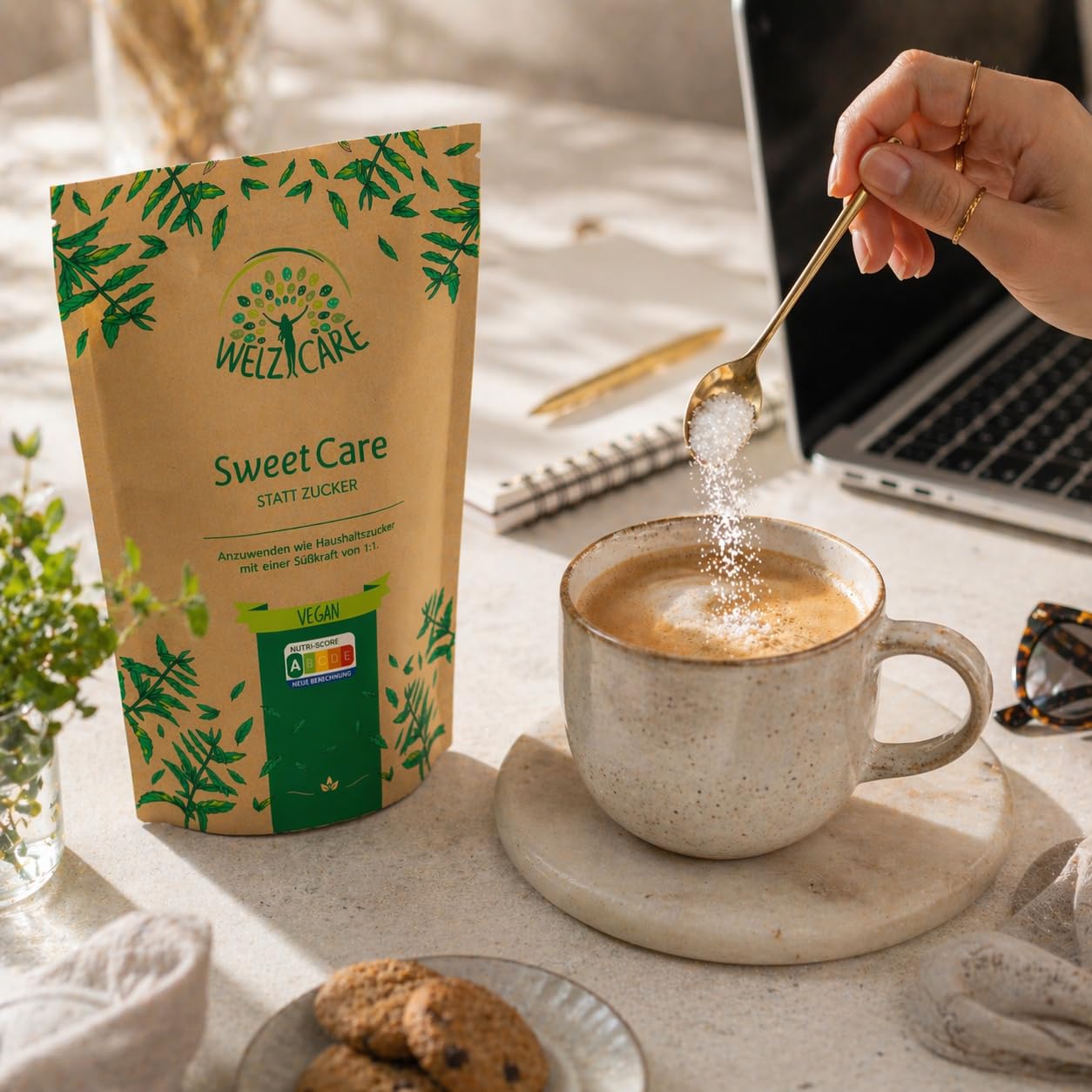 SweetCare statt Kristallzucker – Zuckerersatz – Vegan – mit Erythritol und Stevia – Made in EU - 1 x 1Kg