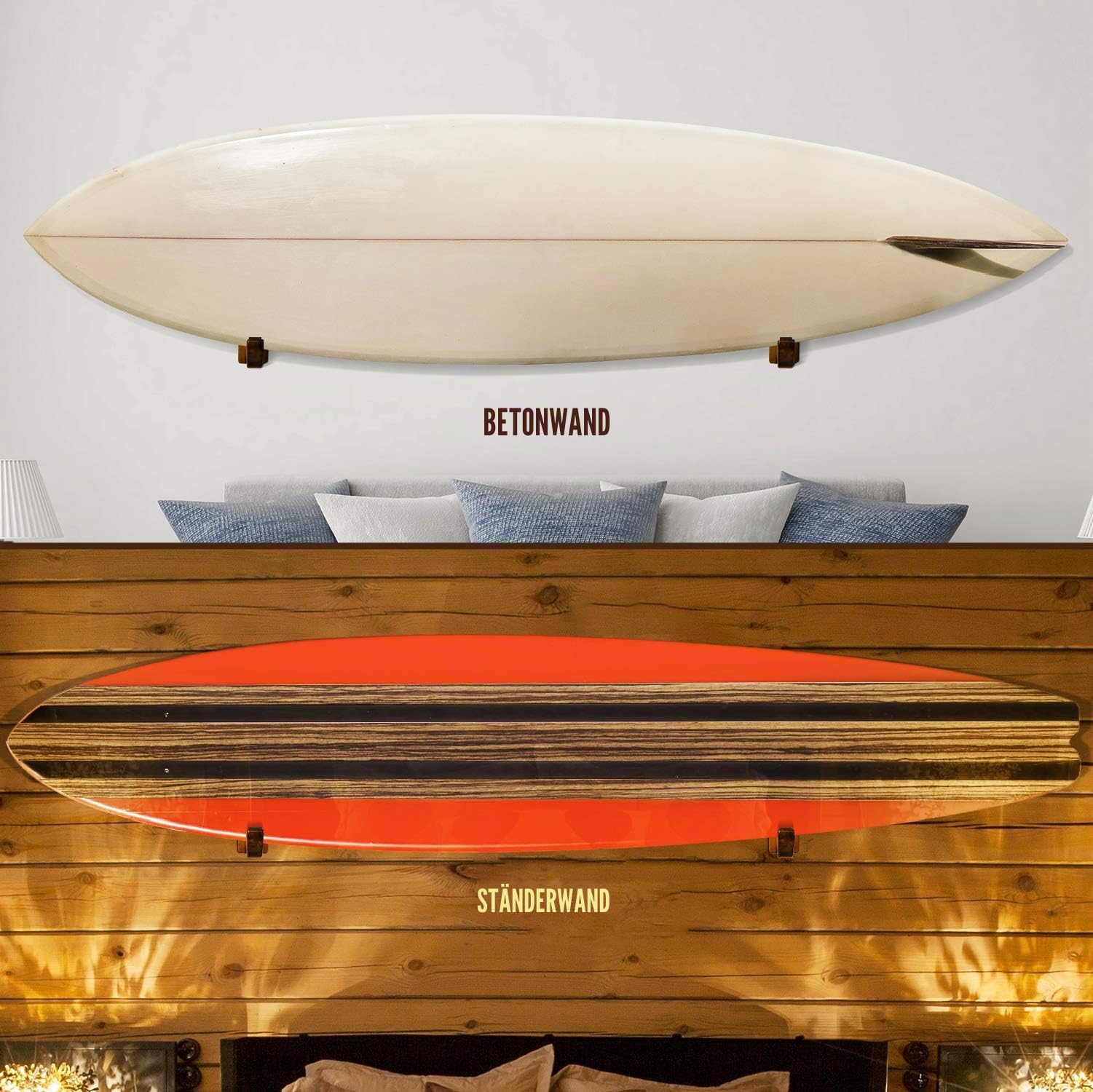 Yes4All Schwerlast-Stahl 3 Ebenen Surfbrett Wandhalterung für Surfbretter, Snowboards, Skateboards, dreistufiger Surfbrett Display Halter, Langbretter, Schwarz, Einstellbare Abstände