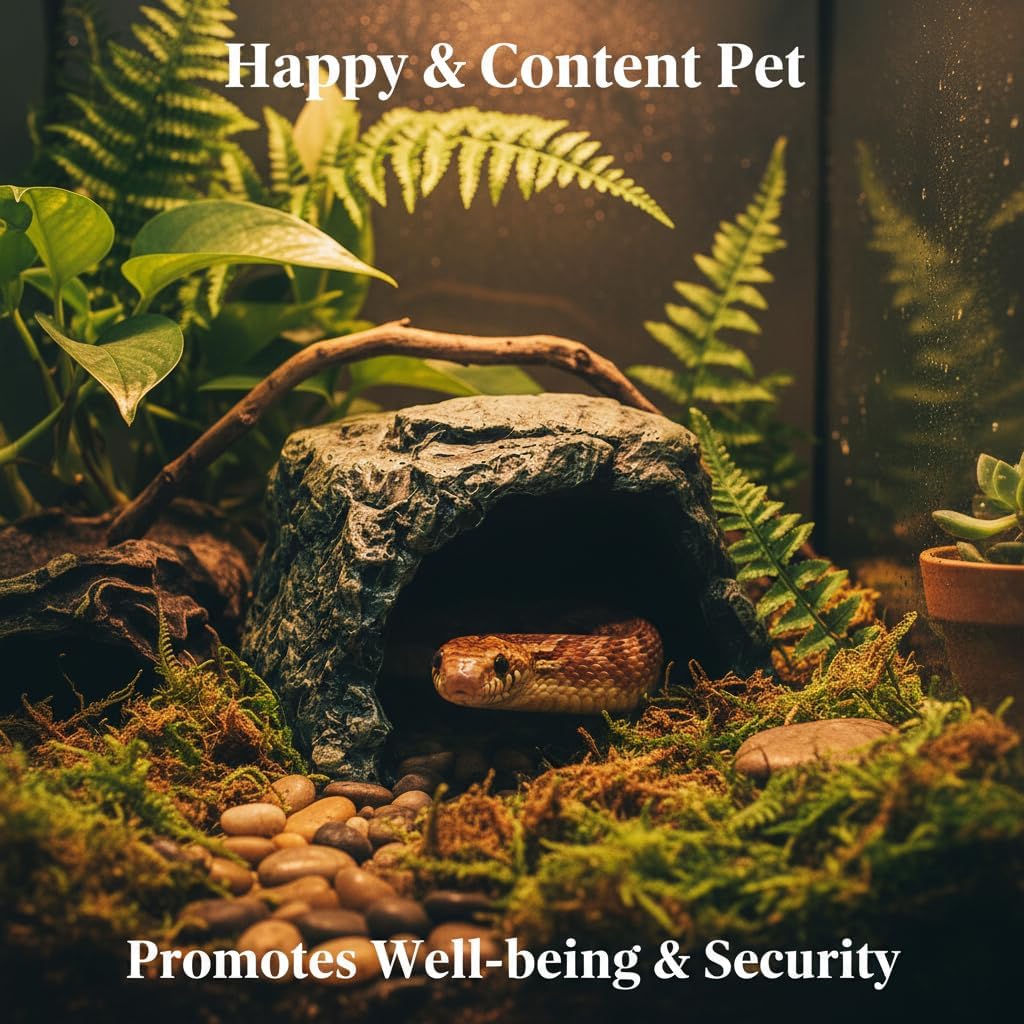 Generic Rock Hide Cave for Reptiles & Amphibians, Large Aquarium Fish Hide Cave Decoration, Stone Cave Hide House Terrarium & Aquarium Accessories for Betta Shrimp Turtle Bearded Dragons Lizards