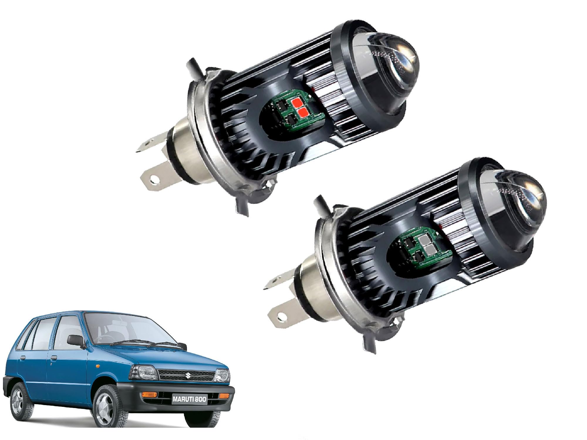 Auto Pearl Car H4 35W LED Headlight Dual Beam White and Yellow light and Red light, Blue light with Flashing mode compatible with 800 Maruti 1997-2014 (Pack of 2)-image-35