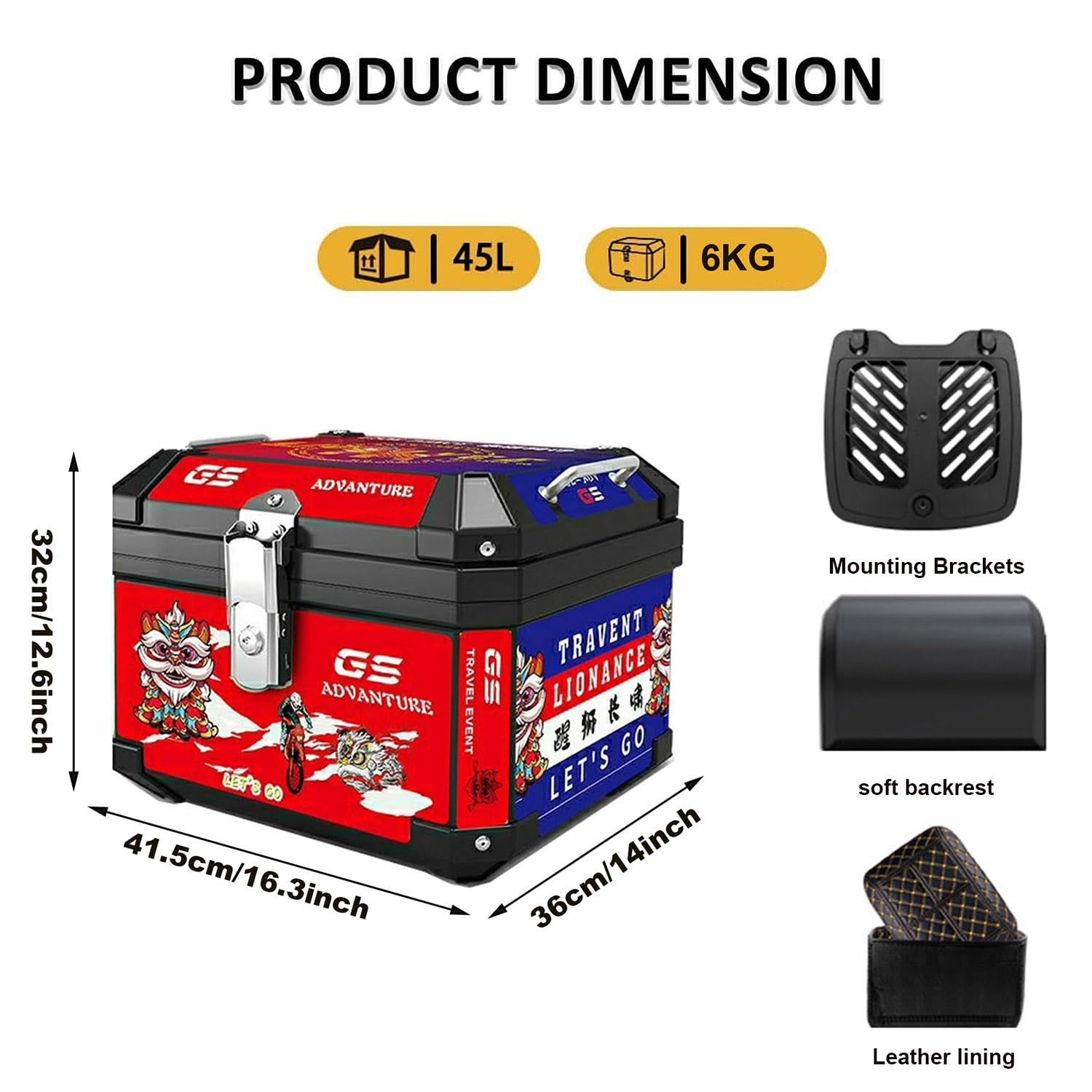 Dossier Confort Pour Top Case De Moto (36L à 45L) - En Cuir PU, Rembourré, Adhésif Double Face - Pour Passager
