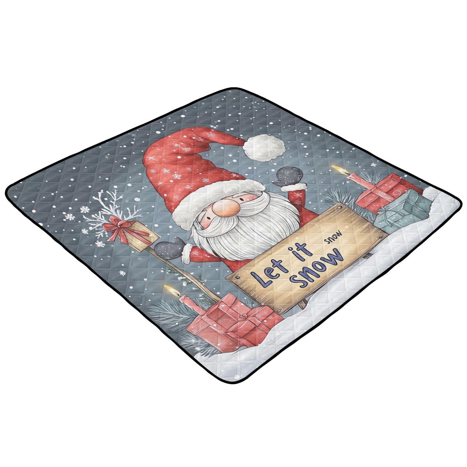 BOESI Doodle Cute Santa Claus Pattern Baby Play Mat, 50“ X 50” Washable Folding Crawling Mat, Baby Floor Mat, Soft, Thick, Non-Slip