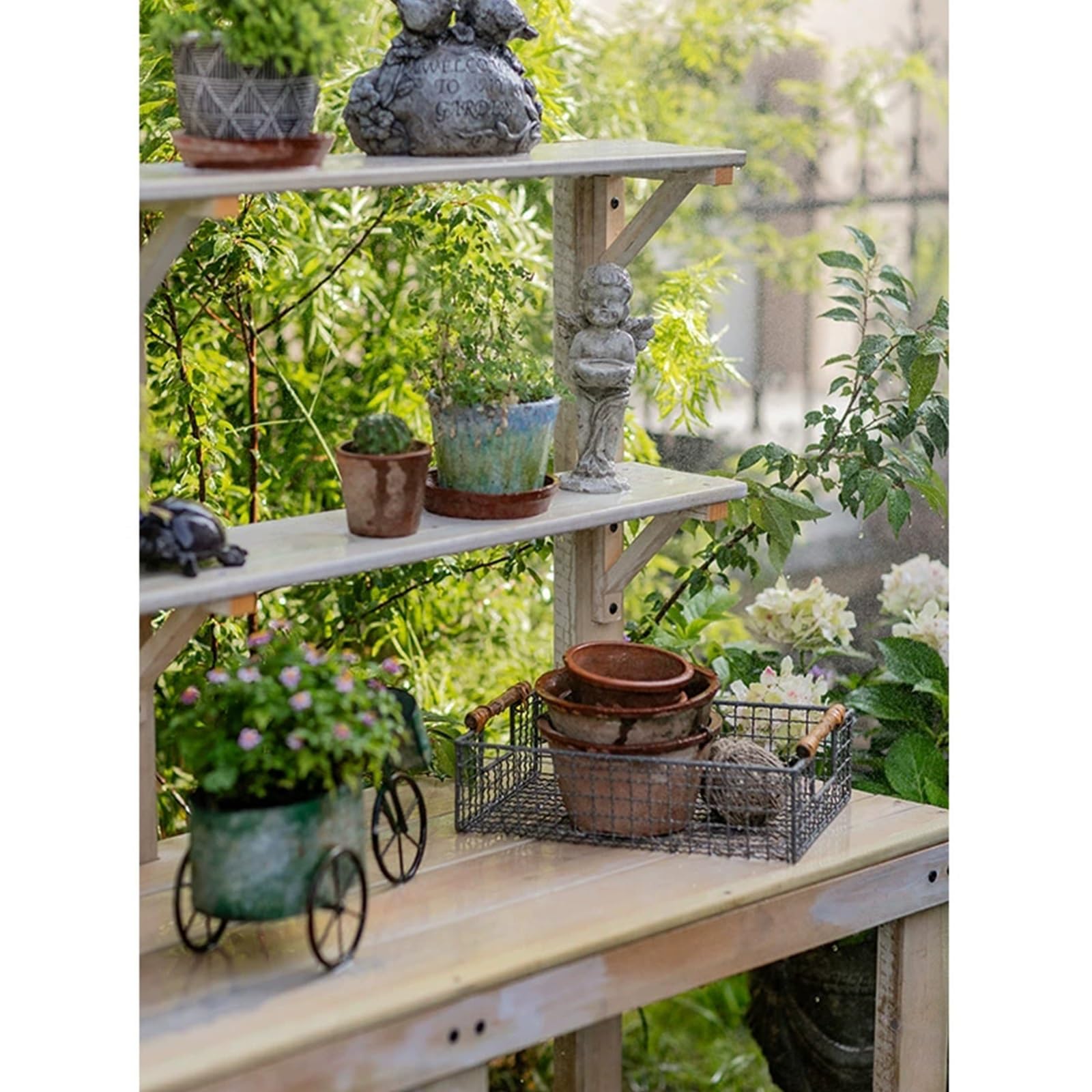 Garten-Pflanztisch für den Außenbereich, mit Ablage, robuster Arbeitsplatz für den Gartenbau, perfekt für Terrassen- und Hinterhof-Gartenarbeit