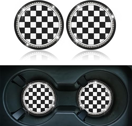 2 posavasos brillantes para automóvil, con diamantes de imitación, de PVC, antideslizantes, para decoración de tazas, universales, accesorios para