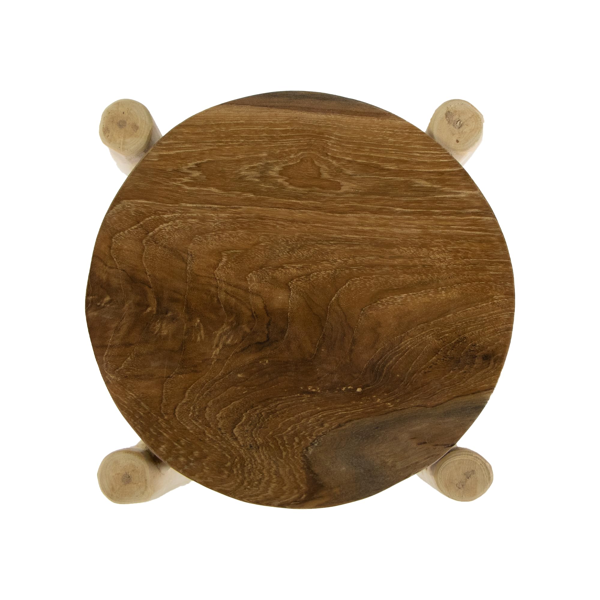 mgc24 Tabouret pliable en teck massif rond Ø 40 cm x 50 cm – Table d'appoint polyvalente, support pour plantes et meuble décoratif pour l'intérieur et l'extérieur
