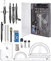 Vista 12 de Mr. Pen Juego de geometría con transportador de brazo giratorio de 6 pulgadas, compás, escuadras, regla, compases y transportador, juego de 15 piezas