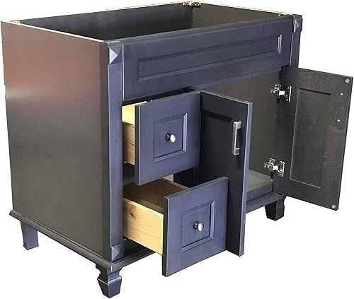 Miniatura 3 de Gabinete de madera maciza metálica de carbono para baño, 36 pulgadas de ancho x 21 pulgadas de profundidad x 32 pulgadas de alto (cajones izquierdos)