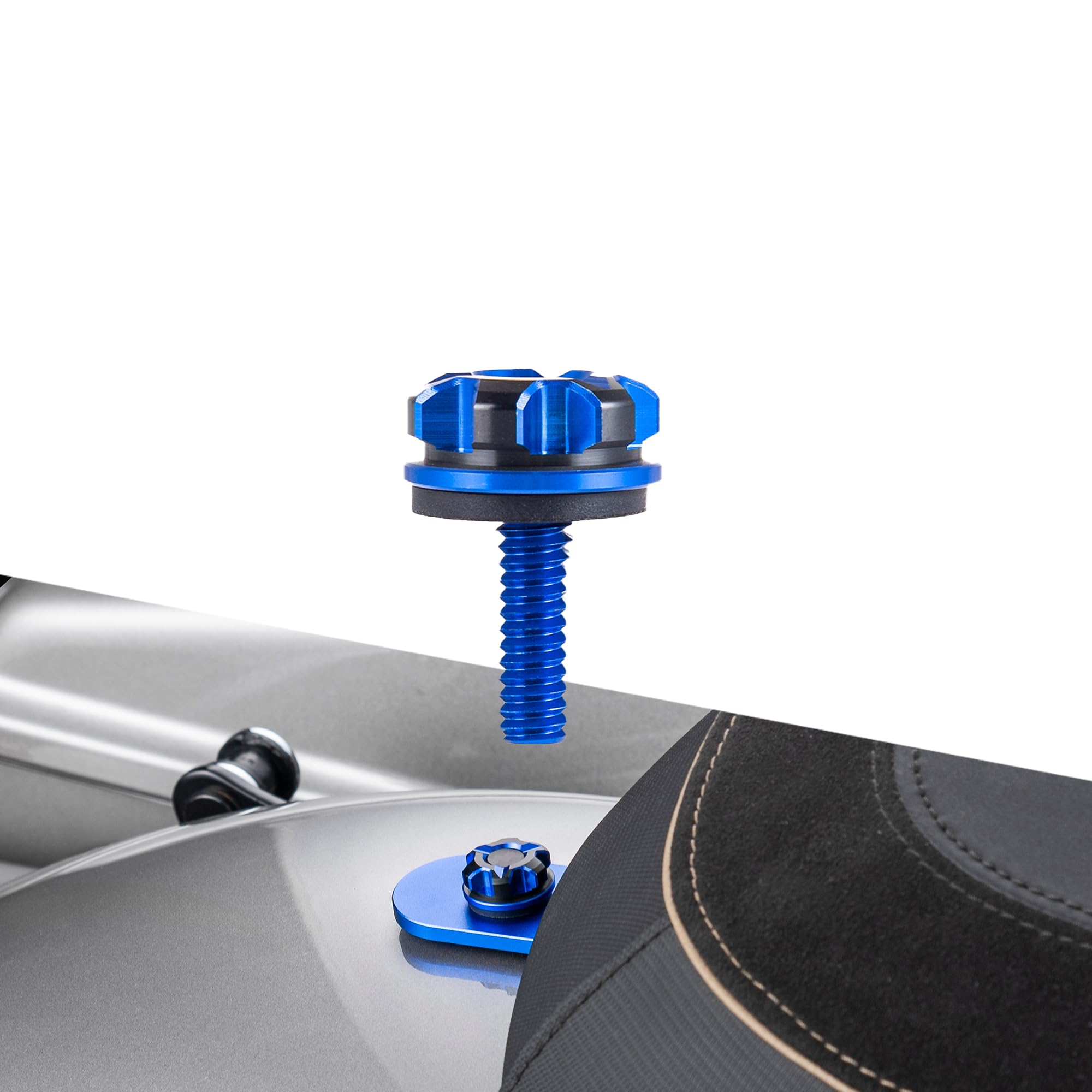 Advanblack Axion CNC Machined Knurled Seat Bolt Kit Billet 6061 Aluminum Seat Bolt Tab Screw Mount Knob Cover Compatible with Street Glide Road King