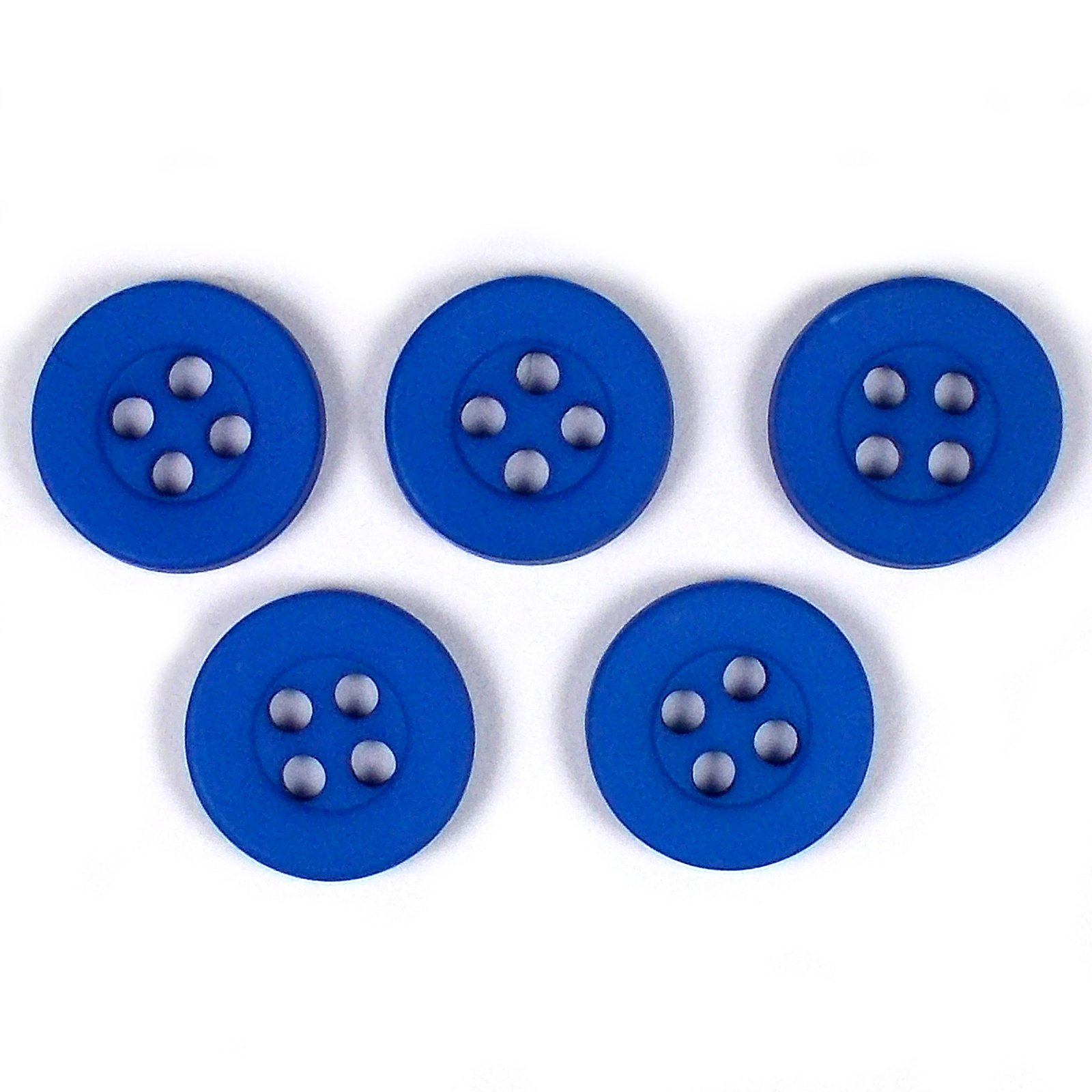 Push The Button Blue Colour 4 Hole Round Shirt Buttons 10Mm Wide Pack Of 5 (Blue)