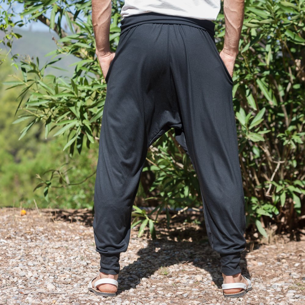 SAVARI | Pantalones Harem Con Bolsillos | Étnico | Comodos y Holgados | Pantalón Ideal para Yoga y Pilates | Algodón Reciclado | Unisex | Tallas Grandes | Negro, Gris, Vino y Blanco | M-XXL