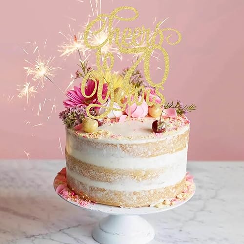 Miniatura 2 de Decoración para tartas de Cheers to 70 Years  Suministros de decoración de pasteles de cumpleaños 70 con purpurina dorada, perfecto para 70