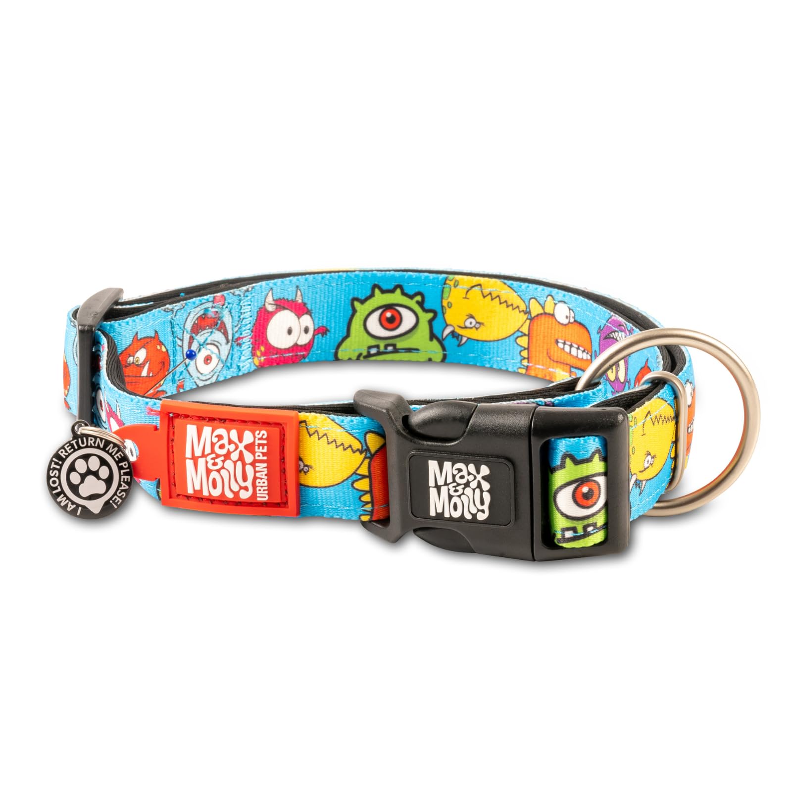 Max & Molly Urban Pets Original Serisi Akıllı Künyeli Köpek Boyun Tasması (L, Canavarlar)