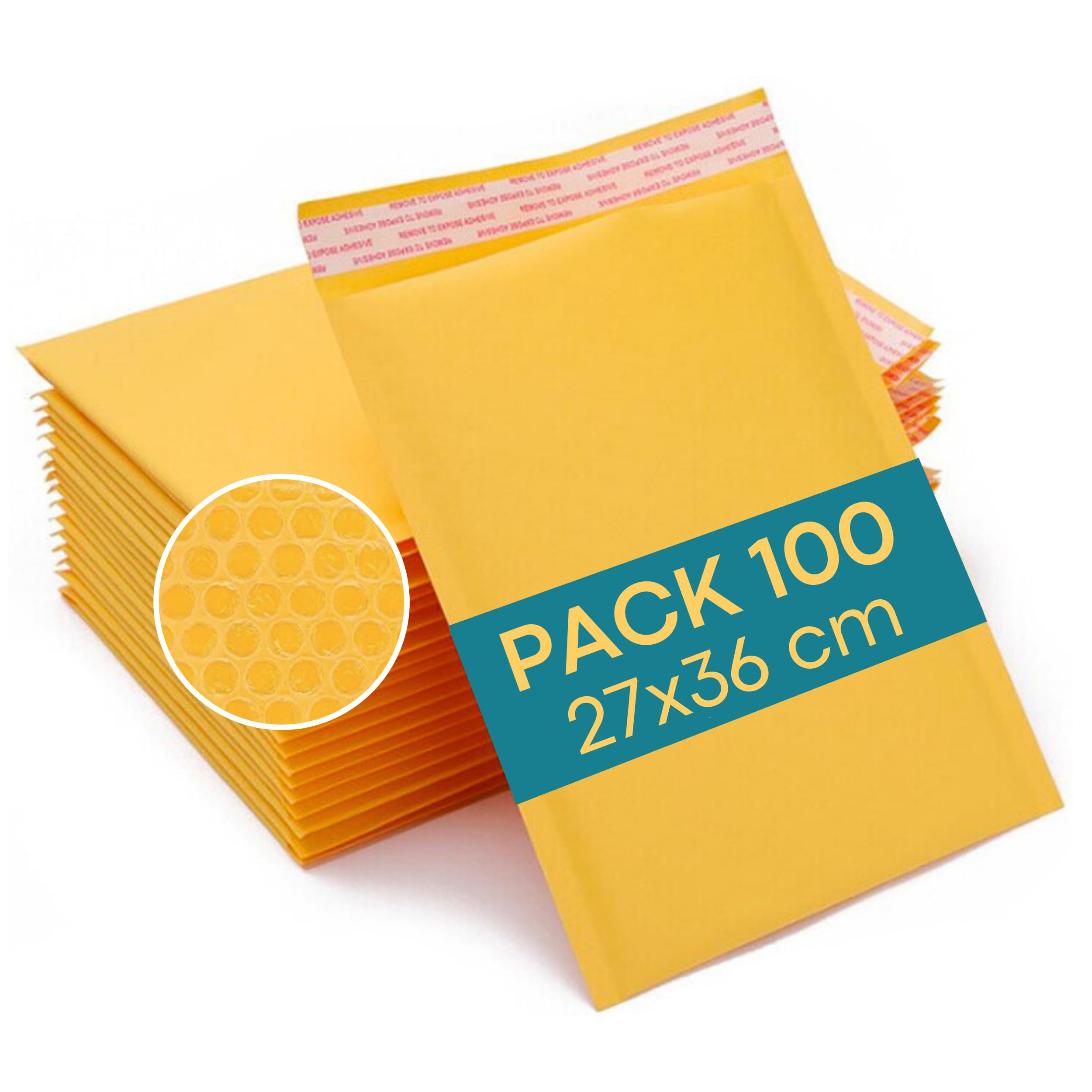 100 Enveloppes à Bulles Jaunes 27x36cm | Expédition Sécurisée : Pochettes Plastiques pour Envoi de Colis | Enveloppes et Pochettes d'Expédition | Sachets pour Colis Vinted