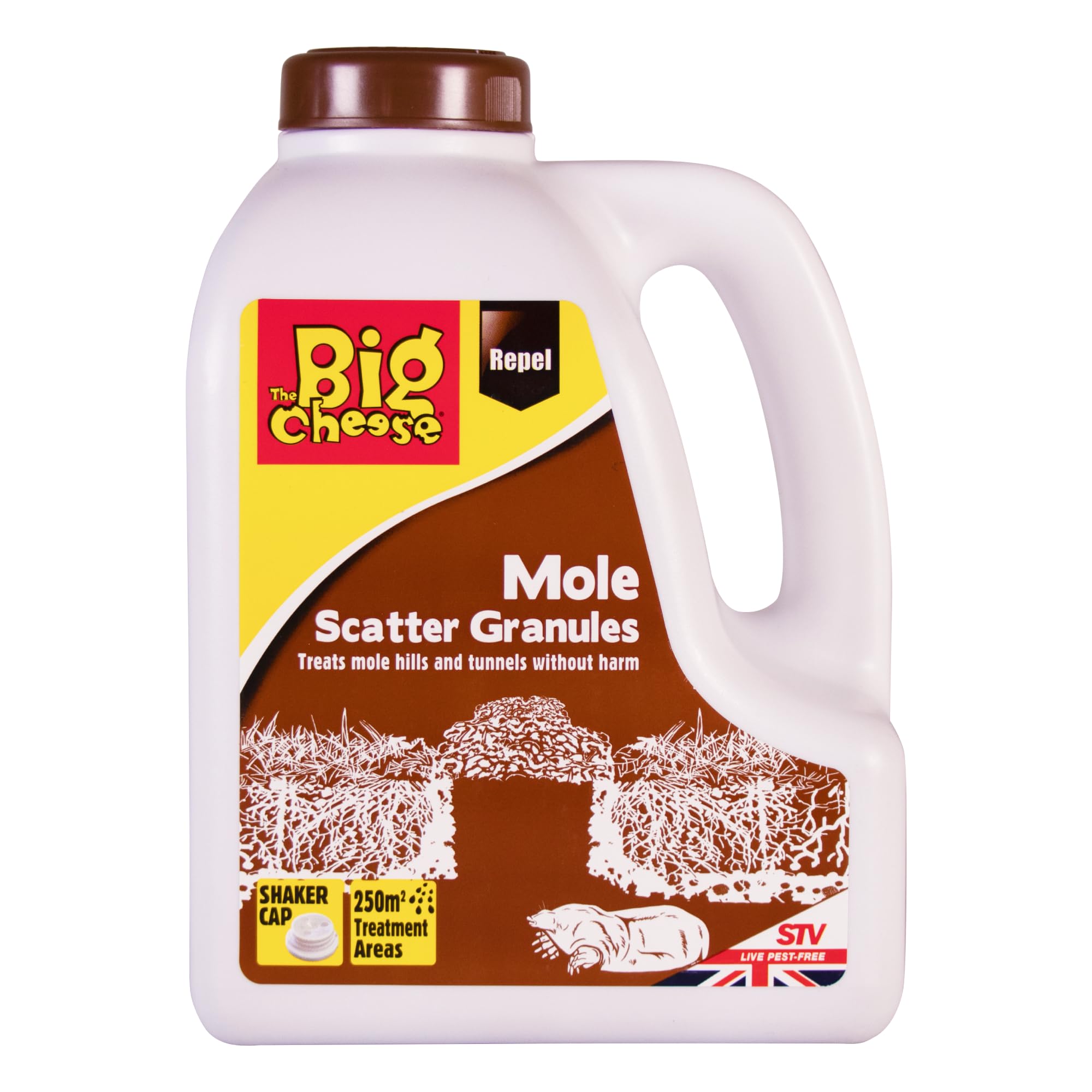 Mole Scatter Granules - 2.5kg, Natural/ Biodegradable Eﬀective Mole Deterrent Harmless to Animals and the Environment Treat Gardens up to 250sq m. Ready-To-Use