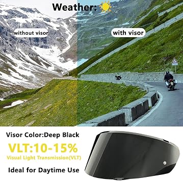 New K3(Size S,M,L) Helmet Visor Replacements,UV Protection Helmet Shield Visor Windshield Compatible with AGV K3 DOT(E2206) Helmets,2023 Model (Deep Black)