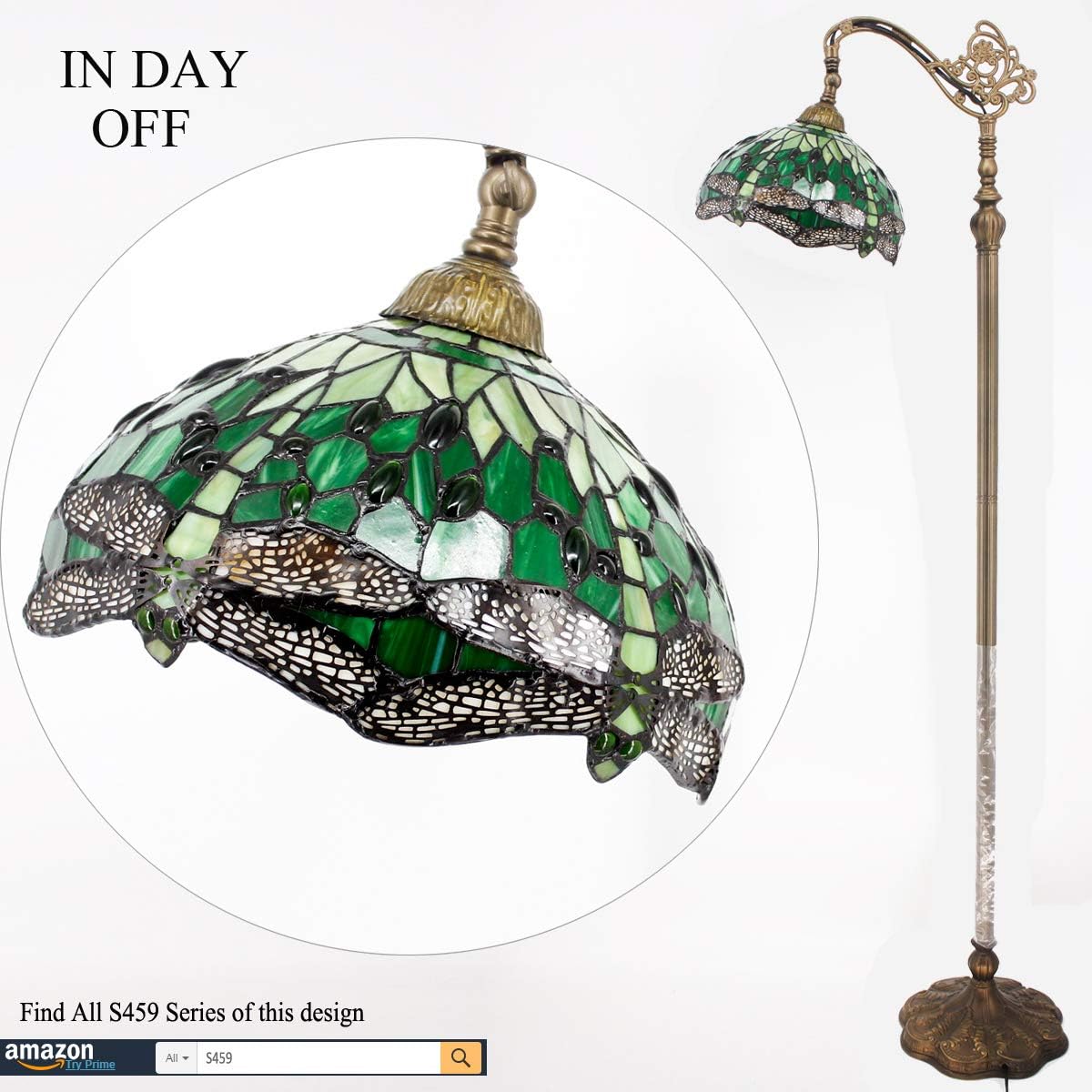 Tech Deals 🔥 Tiffany Floor Lamp LED Arc 64 Tall Industrial Pole Vintage Boho Dragonfly Stained Glass Standing Corner Bright Reading Light Arched Gooseneck Adjustable Living Room Kids Bedroom Farmhouse WERFACTORY