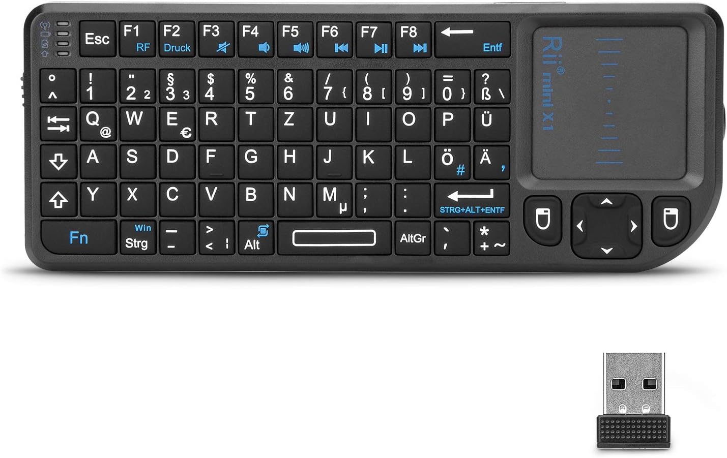 Rii X1 touchpad és billentyűzet részlet