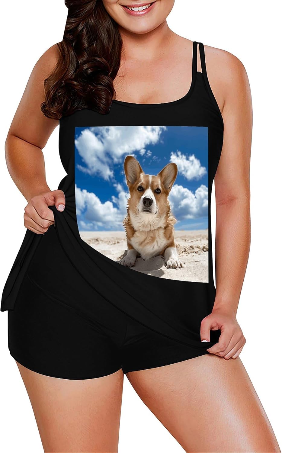 Lying on The Beach Tankini Swimsuits for Women Tummy Control Two Piece Bathing Suits Swim Tops with Boy Shorts