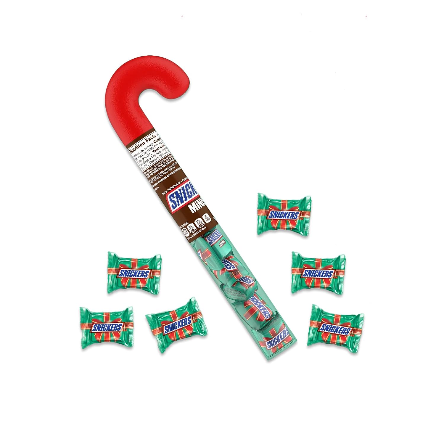 Snackivore Mini Snickers Candy Cane Tube, Christmas Skittles Filled Candy Cane Tube, and Christmas M Ms Candy Cane Tube- 3 Pack, Christmas Candy Canes Filled With Candy, Candy Canes with Chocolate