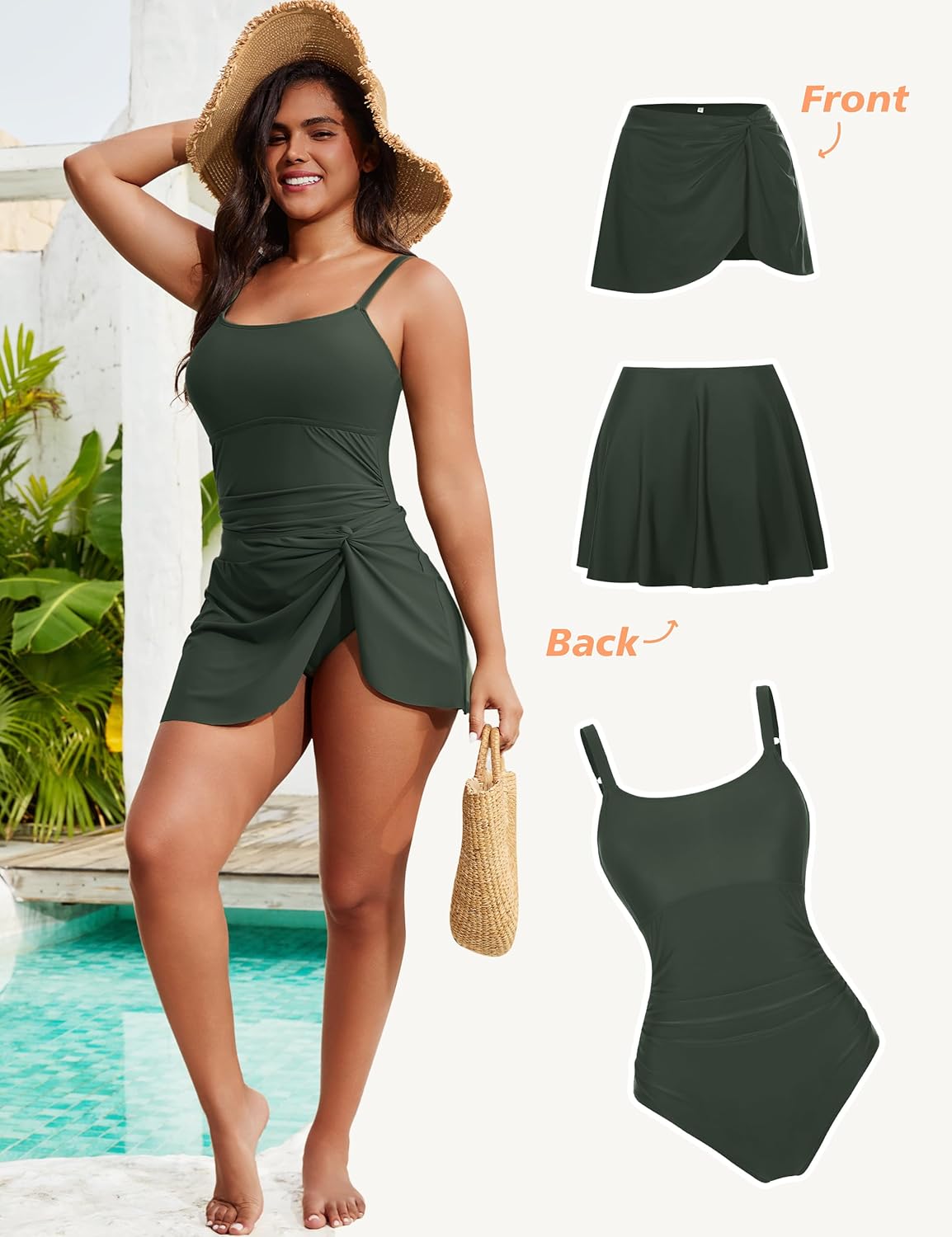 Blooming Jelly Womens One Piece Swimsuit with Swim Skirt Modest Swim Suits 2026 Slimming Bathing Suits - Image 2