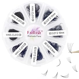 Volume Lash Extensions 1000pcs Premade Fans Eyelash Extensions Promades Eyelash Loose Fans Pointed Base 5D/8D/10D/12D/14D/16D 9-16mm/15-20mm Mixed Tray Avalible (8D-0.07D, 9-16mm)